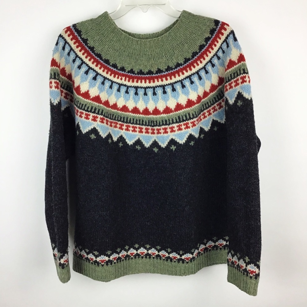 Eddie Bauer Fair Isle Wool Sweater XL Warm